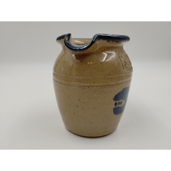 MAHON POTTERY Mini 4" Pitcher Handle Floral Design salt glaze Vintage - Picture 2 of 11